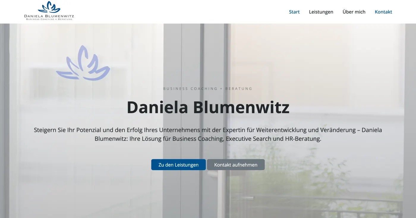 Startseite von daniela-blumenwitz.de, Ausschnitt