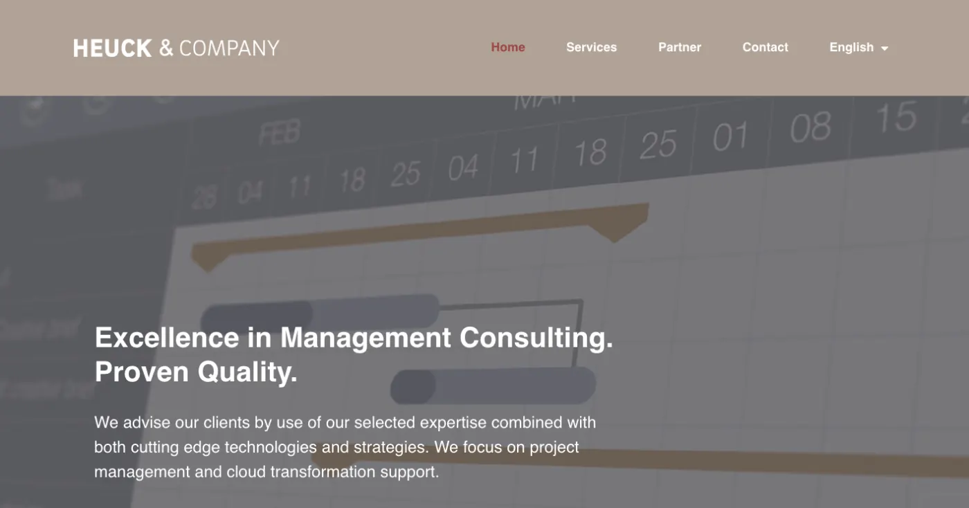 Startseite von heuck-company.com, Ausschnitt